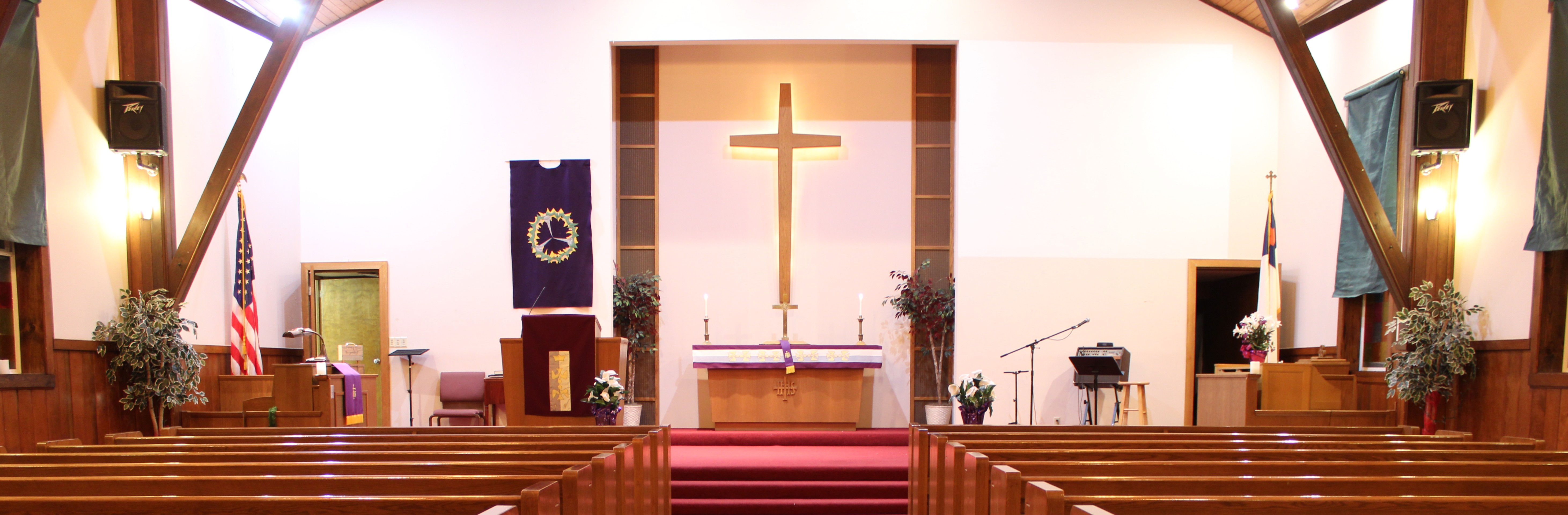 Winnebago Reformed Church sanctuary candlelit