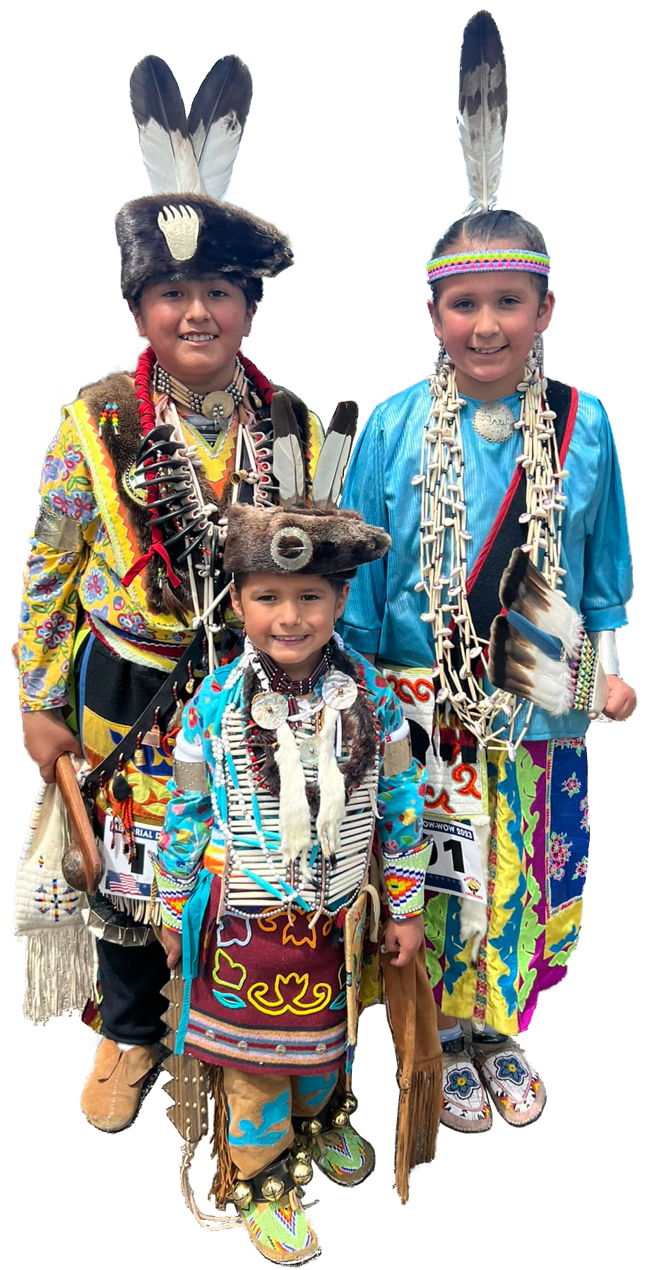 Winnebago youth trio in finery